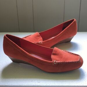 Coldwater Creek Women's Suede Leather Wedge Rust Loafers Size 7